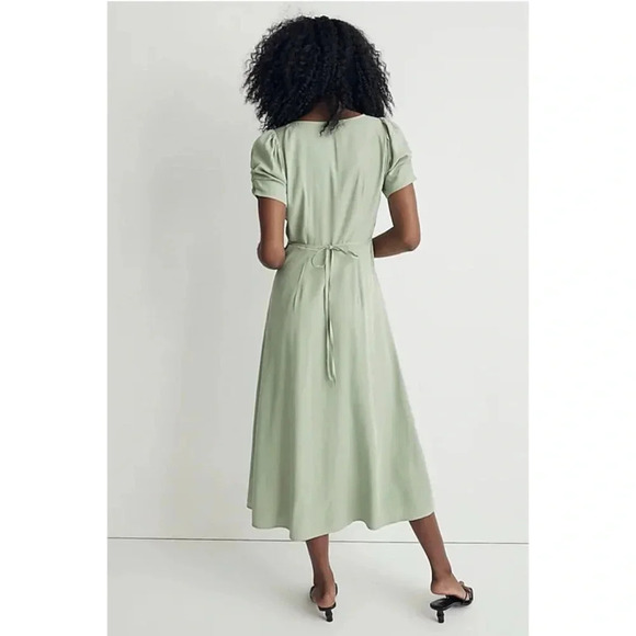 Madewell Gatehouse Green Leedra Button-Front Midi Dress Size 10 - Picture 2 of 15